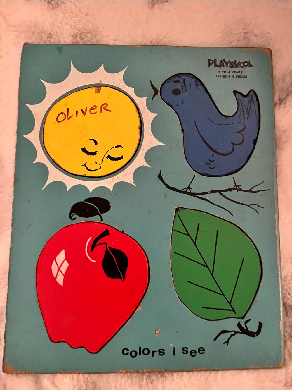 Vintage Playskool ‘Colors I See' Kids Puzzle - Blue Background 2-4 yrs